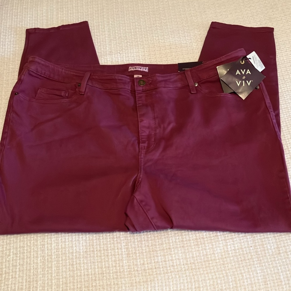 Ava&Viv Purple Jeans 24W/R High-rise Skinny Ankle Stretch Inseam 28 Tummy Contro